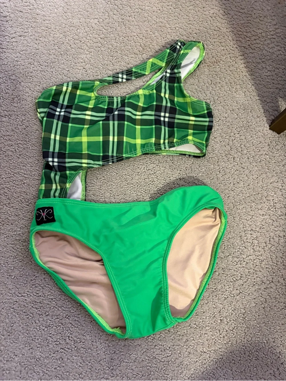 Kandi Kouture Kids Green Plaid Dance Leo